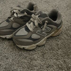 New Balance Taupe and Light Gray Mesh Suede Sneakers